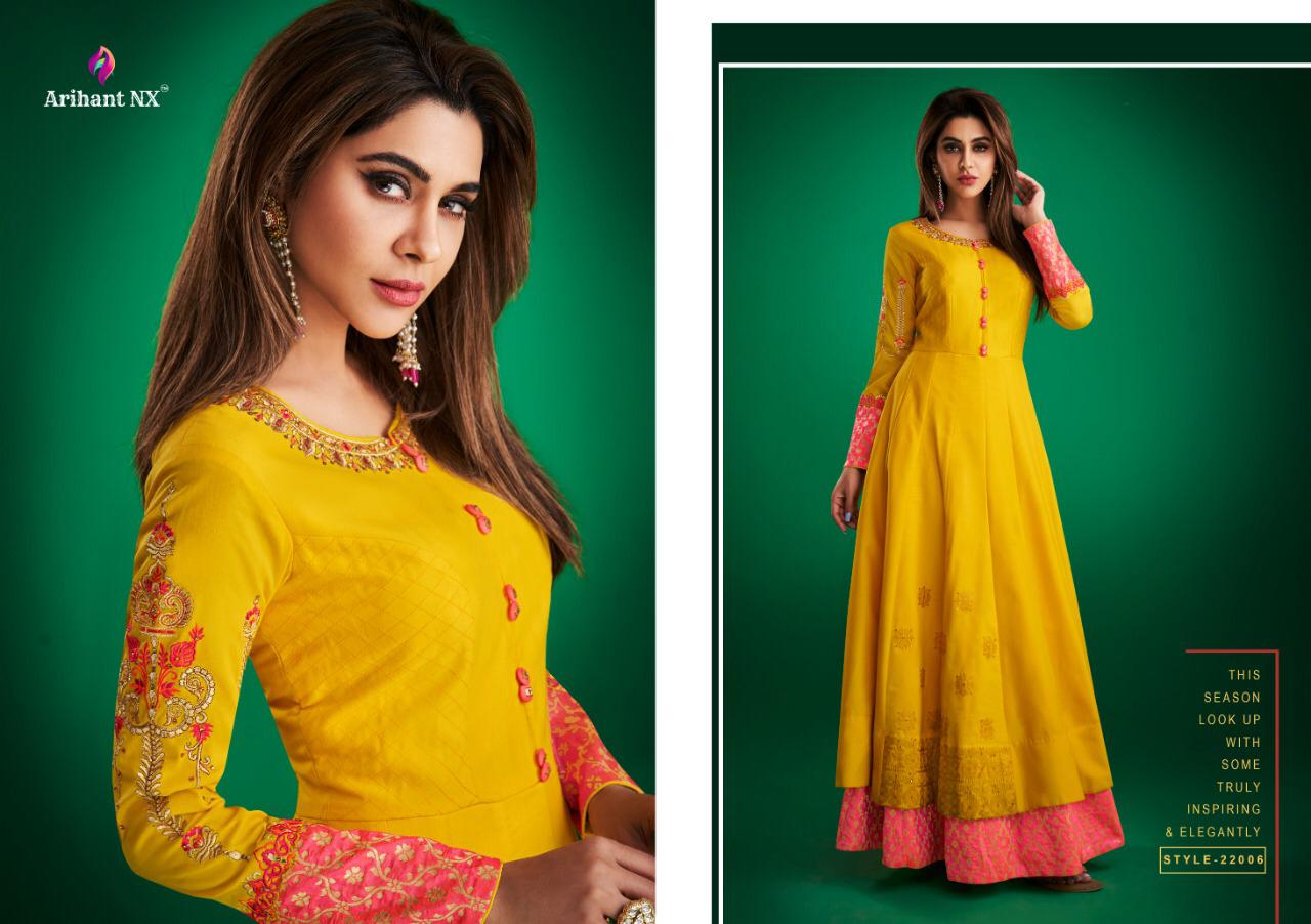 1630360351 Arihant Designer Amorina vol2 22006 Embroidered Gown Style Branded Kurti Singles Wholesaler Deepmala