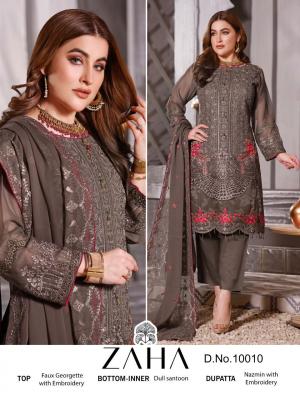 Faux Georgette Embroidered Designer Pakistani Suit in Grey